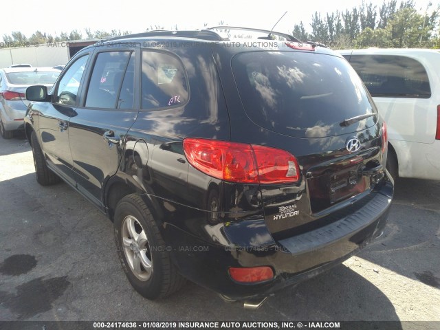 5NMSG13D87H064015 - 2007 HYUNDAI SANTA FE GLS BLACK photo 3