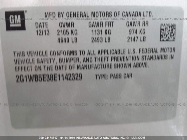 2G1WB5E38E1142329 - 2014 CHEVROLET IMPALA LIMITED LT SILVER photo 9