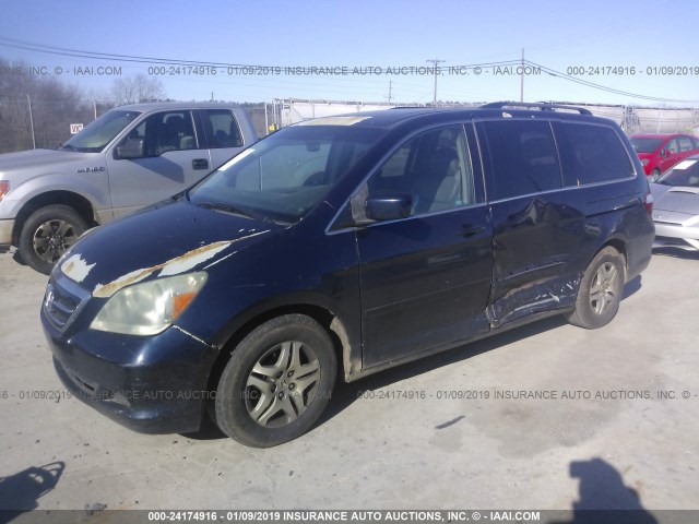 5FNRL38736B036079 - 2006 HONDA ODYSSEY EXL BLUE photo 2