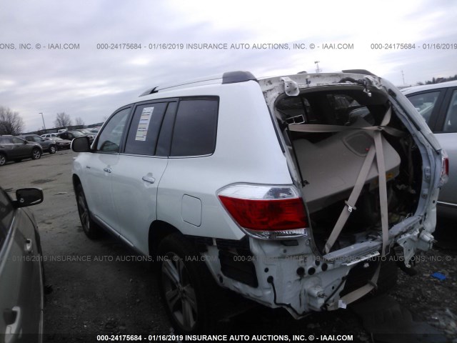 5TDDK3EHXCS122152 - 2012 TOYOTA HIGHLANDER LIMITED WHITE photo 3