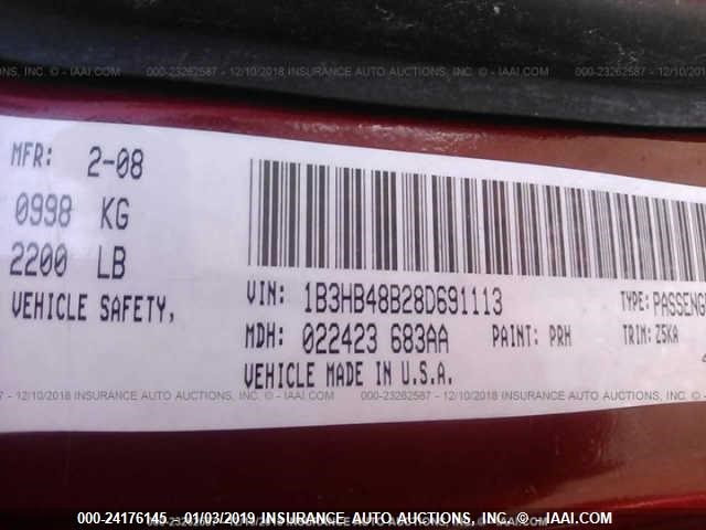 1B3HB48B28D691113 - 2008 DODGE CALIBER SXT RED photo 9