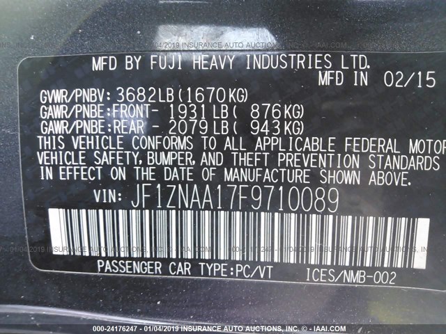 JF1ZNAA17F9710089 - 2015 TOYOTA SCION FR-S BLACK photo 9