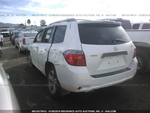 JTEDS43A992090804 - 2009 TOYOTA HIGHLANDER SPORT WHITE photo 3