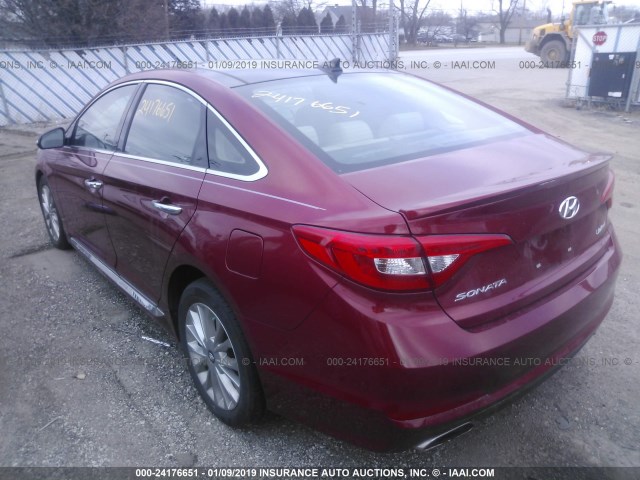 5NPE34AF5FH258419 - 2015 HYUNDAI SONATA SPORT/LIMITED BURGUNDY photo 3