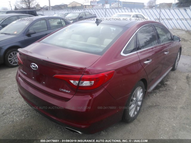 5NPE34AF5FH258419 - 2015 HYUNDAI SONATA SPORT/LIMITED BURGUNDY photo 4