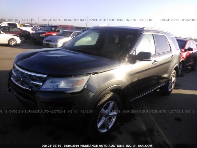 1FM5K7D84JGB77776 - 2018 FORD EXPLORER XLT GRAY photo 2