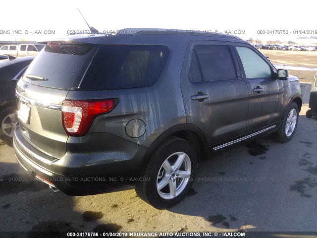 1FM5K7D84JGB77776 - 2018 FORD EXPLORER XLT GRAY photo 4