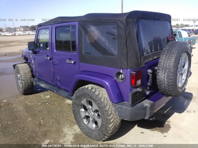 1C4BJWEG6HL672072 - 2017 JEEP WRANGLER UNLIMITE SAHARA PURPLE photo 3