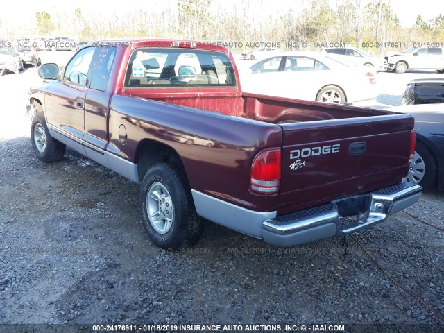 1B7GL22X0YS587148 - 2000 DODGE DAKOTA MAROON photo 3