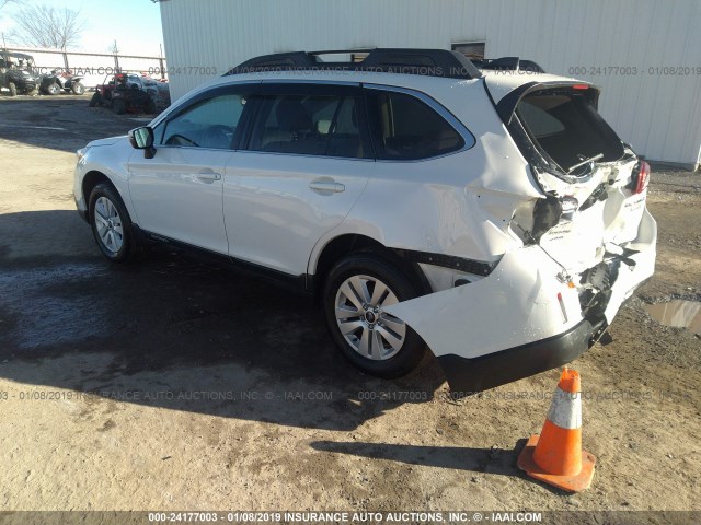 4S4BSAHC7H3400229 - 2017 SUBARU OUTBACK 2.5I PREMIUM WHITE photo 3