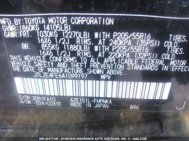 JTLZE4FE6A1099197 - 2010 TOYOTA SCION XB 黑色 照片 9