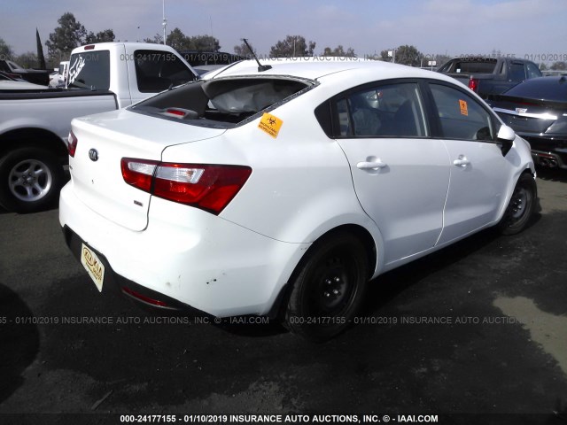 KNADM4A3XD6305253 - 2013 KIA RIO LX WHITE photo 4