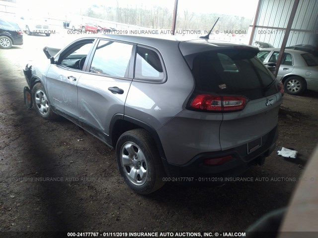 1C4PJLAB6FW677279 - 2015 JEEP CHEROKEE SPORT GRAY photo 3