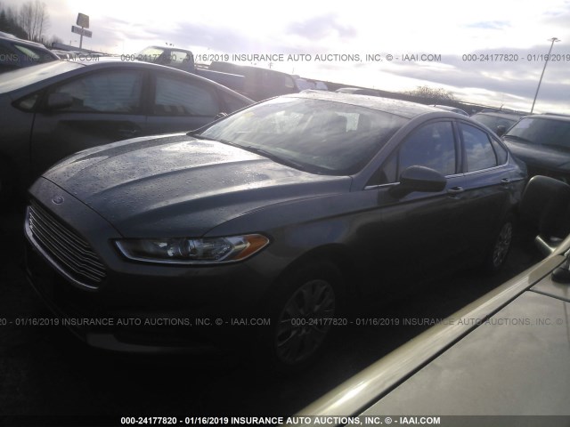 3FA6P0G79ER112477 - 2014 FORD FUSION S GRAY photo 2