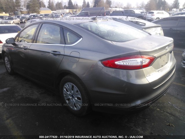 3FA6P0G79ER112477 - 2014 FORD FUSION S GRAY photo 3