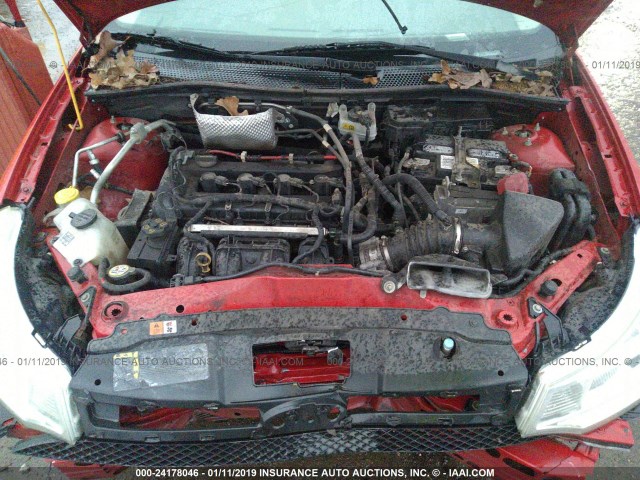 1FAHP35N38W105389 - 2008 FORD FOCUS SE/SEL/SES RED photo 10