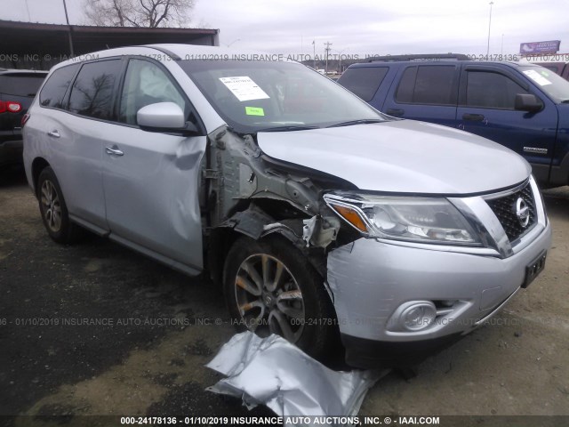5N1AR2MN4EC662046 - 2014 NISSAN PATHFINDER S/SV/SL/PLATINUM SILVER photo 1