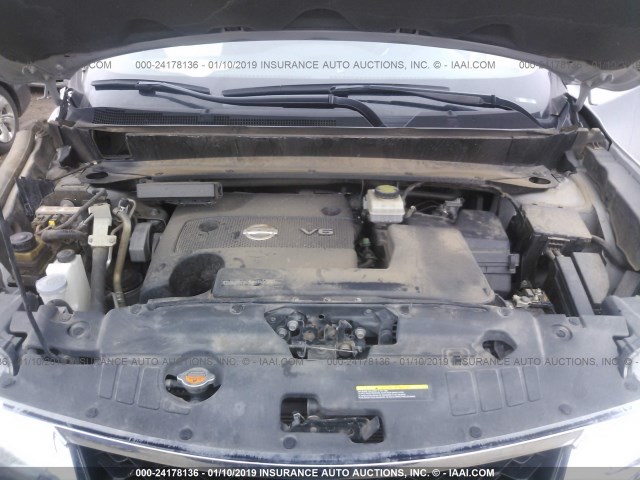 5N1AR2MN4EC662046 - 2014 NISSAN PATHFINDER S/SV/SL/PLATINUM SILVER photo 10
