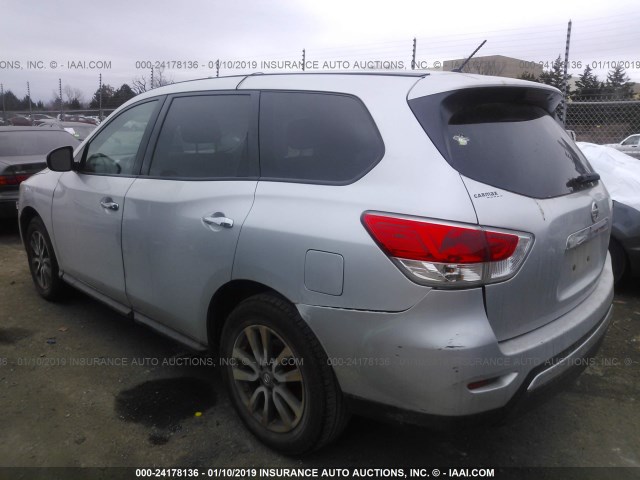 5N1AR2MN4EC662046 - 2014 NISSAN PATHFINDER S/SV/SL/PLATINUM SILVER photo 3