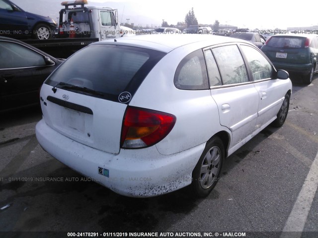 KNADC163526089643 - 2002 KIA RIO CINCO WHITE photo 4