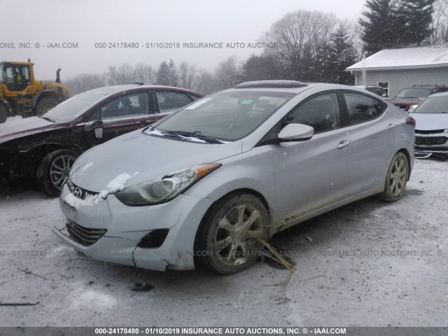 5NPDH4AE1CH123258 - 2012 HYUNDAI ELANTRA GLS/LIMITED SILVER photo 2