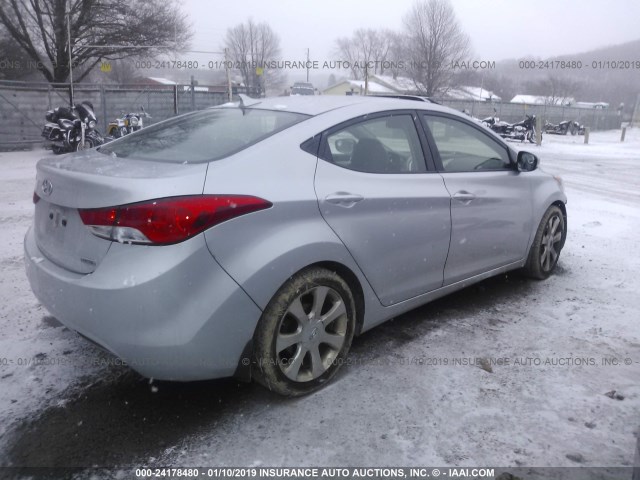 5NPDH4AE1CH123258 - 2012 HYUNDAI ELANTRA GLS/LIMITED SILVER photo 4