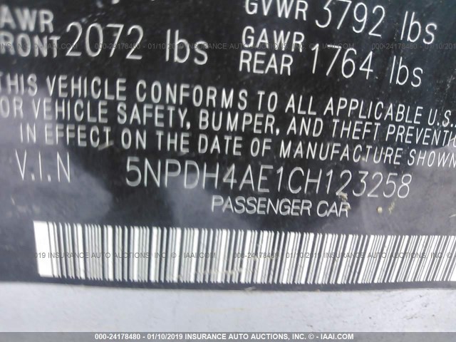 5NPDH4AE1CH123258 - 2012 HYUNDAI ELANTRA GLS/LIMITED SILVER photo 9