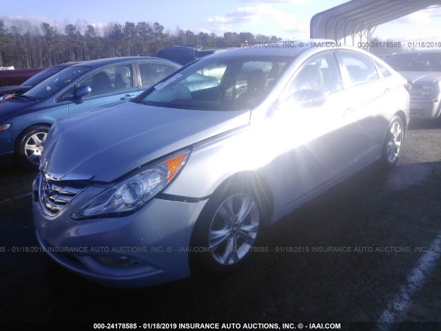 5NPEC4AC6DH738665 - 2013 HYUNDAI SONATA SE/LIMITED BLUE photo 2