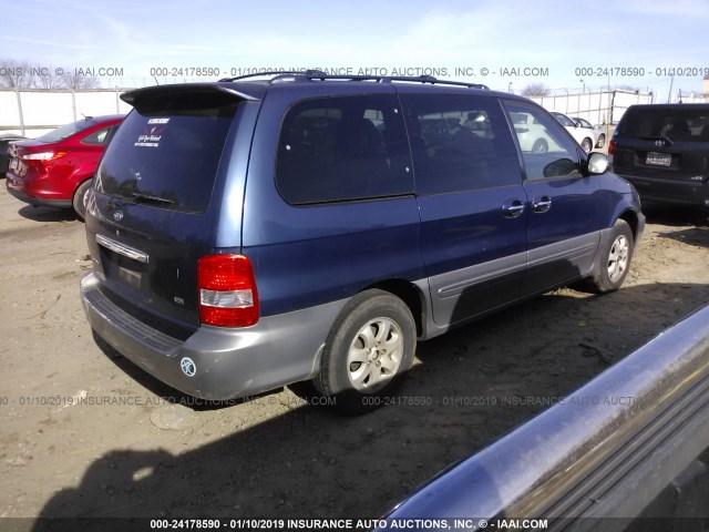 KNDUP131846513684 - 2004 KIA SEDONA EX/LX BLUE photo 4