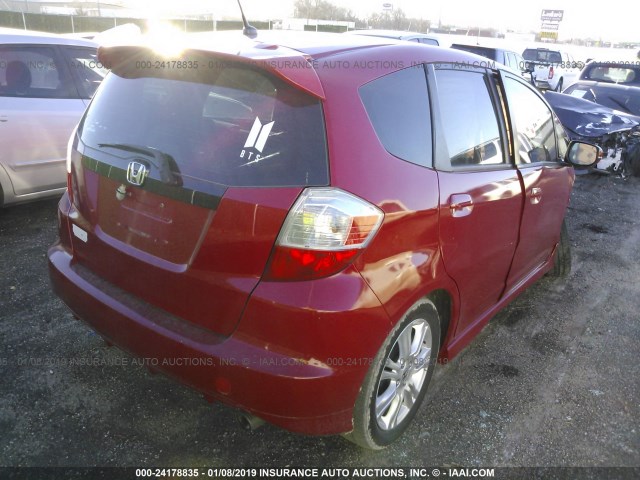 JHMGE88409S030833 - 2009 HONDA FIT SPORT RED photo 4