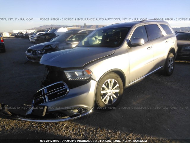 1C4RDHDG2GC455457 - 2016 DODGE DURANGO LIMITED SILVER photo 2