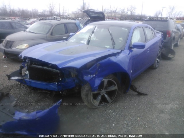 2C3CDXCT8DH664682 - 2013 DODGE CHARGER R/T BLUE photo 6