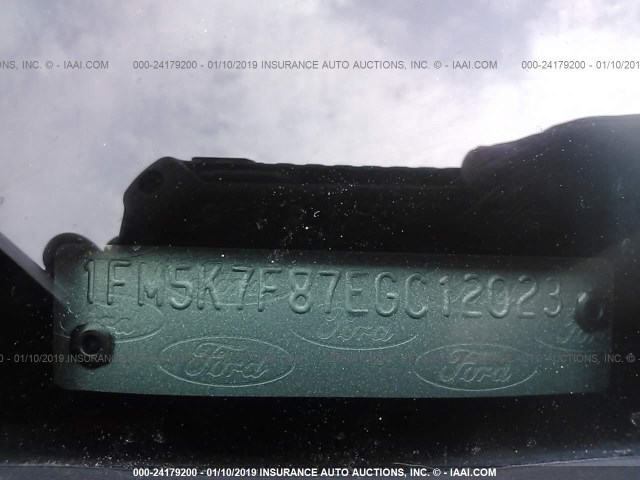 1FM5K7F87EGC12023 - 2014 FORD EXPLORER LIMITED BLACK photo 9