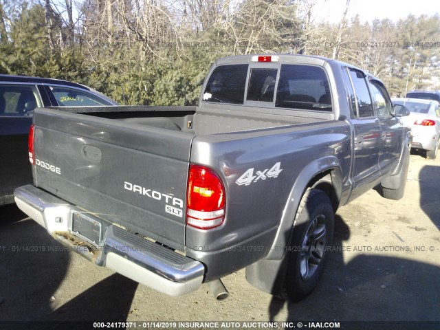 1D7HG48N34S677162 - 2004 DODGE DAKOTA QUAD SLT GRAY photo 4