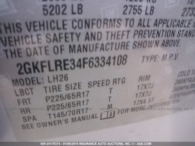 2GKFLRE34F6334108 - 2015 GMC TERRAIN SLE SILVER photo 9