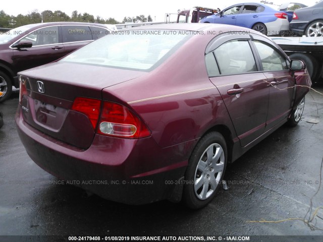 1HGFA16507L014409 - 2007 HONDA CIVIC LX 红色 照片 4