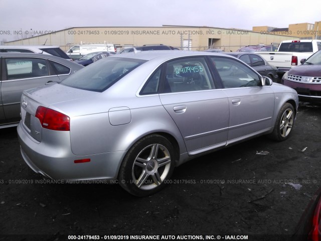 WAUAF78E58A018153 - 2008 AUDI A4 2.0T SILVER photo 4