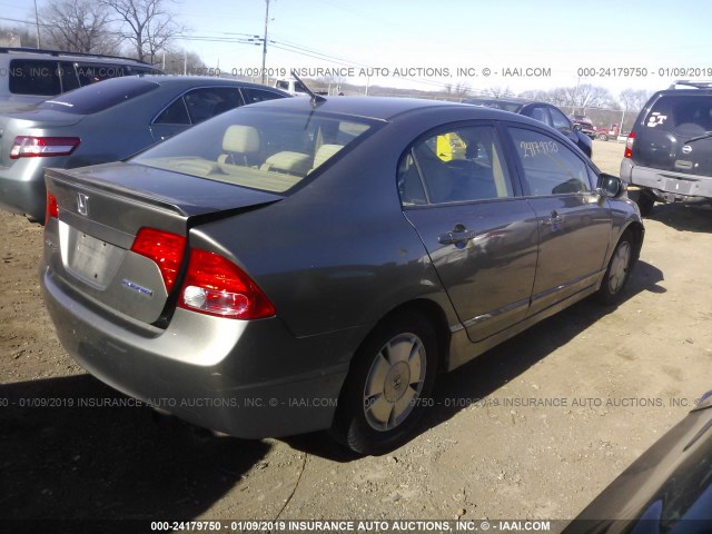 JHMFA362X8S007490 - 2008 HONDA CIVIC HYBRID GRAY photo 4