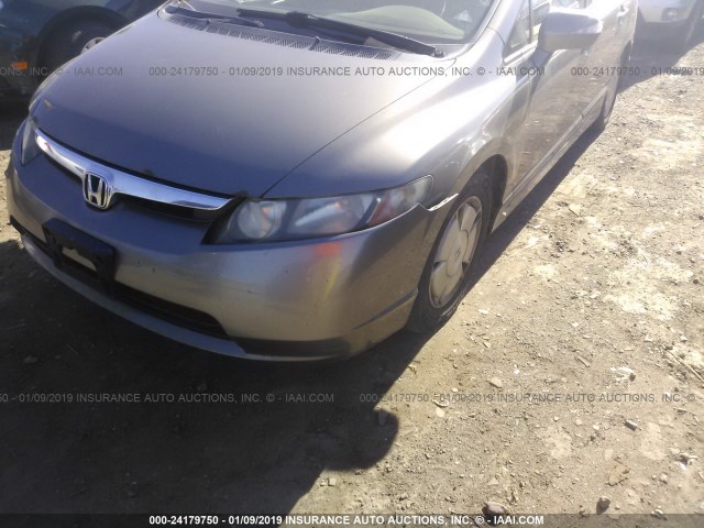 JHMFA362X8S007490 - 2008 HONDA CIVIC HYBRID GRAY photo 6