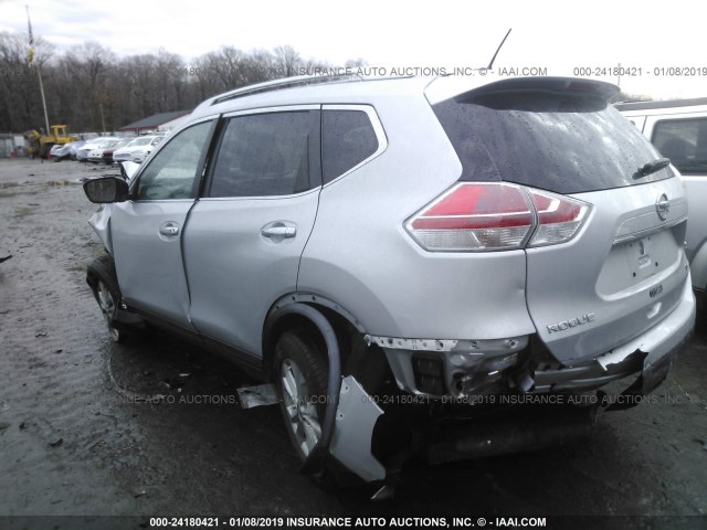 KNMAT2MV0GP667116 - 2016 NISSAN ROGUE S/SL/SV SILVER photo 3