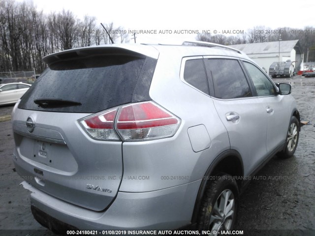 KNMAT2MV0GP667116 - 2016 NISSAN ROGUE S/SL/SV SILVER photo 4