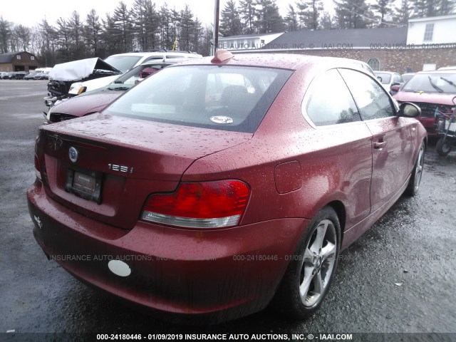 WBAUP73598VF08107 - 2008 BMW 128 I RED photo 4