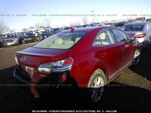 JTHBB1BA6A2036780 - 2010 LEXUS HS 250H RED photo 4