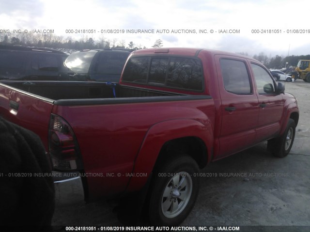 3TMJU62N05M001044 - 2005 TOYOTA TACOMA DOUBLE CAB PRERUNNER RED photo 4