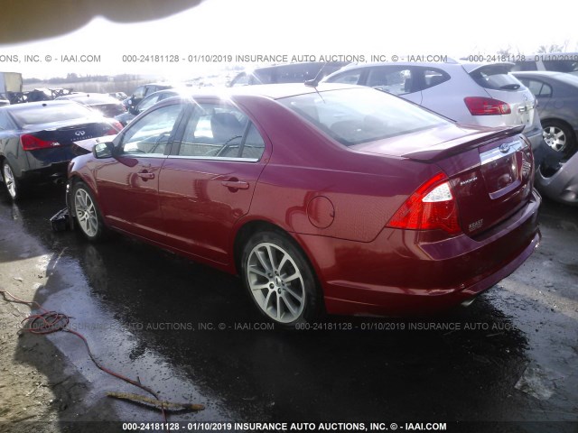 3FAHP0JG0AR170666 - 2010 FORD FUSION SEL RED photo 3
