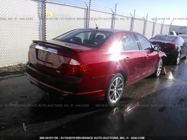 3FAHP0JG0AR170666 - 2010 FORD FUSION SEL RED photo 4