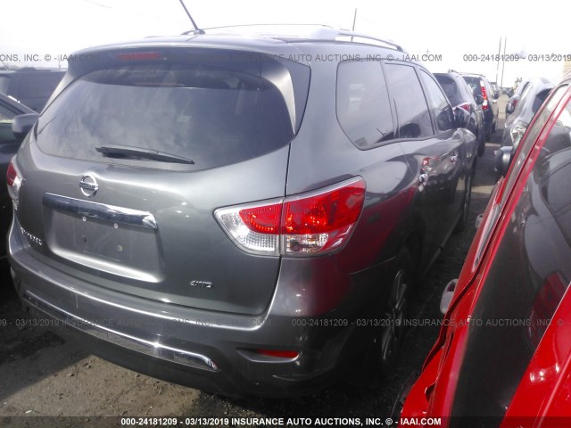 5N1AR2MM6FC691122 - 2015 NISSAN PATHFINDER S/SV/SL/PLATINUM GRAY photo 4