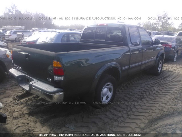 5TBRT3417YS120446 - 2000 TOYOTA TUNDRA ACCESS CAB/ACCESS CAB SR5 GREEN photo 4