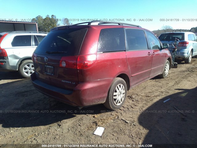 5TDZK23C98S152967 - 2008 TOYOTA SIENNA CE/LE MAROON photo 4