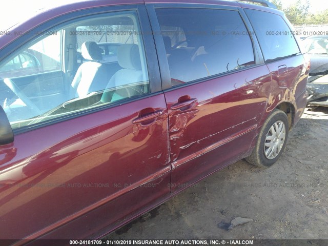 5TDZK23C98S152967 - 2008 TOYOTA SIENNA CE/LE MAROON photo 6